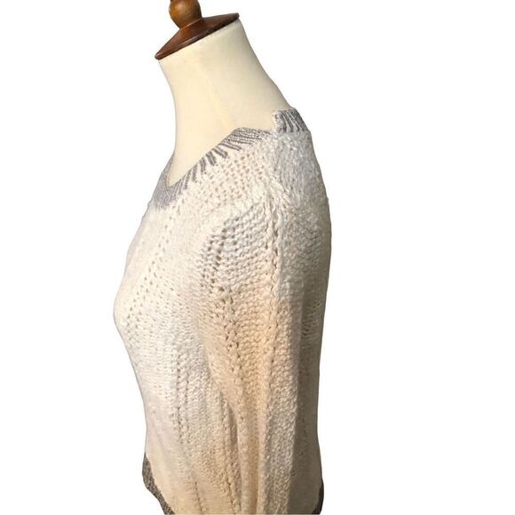 Anthropologie Moth Cream Silver Knit wool blend Sweater - Picture 6 of 12
